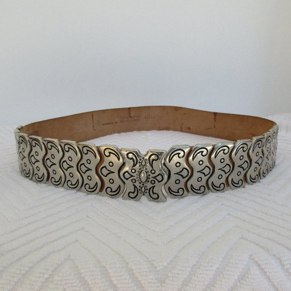 In Transit Soft Leather Metal Waist Belt Western Belt, Sz 32 Made in France Tan - Picture 1 of 9